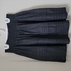 New York & Company Size S Dark Wash Blue Chambray Tiered Smocked Waist Skirt